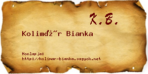 Kolimár Bianka névjegykártya